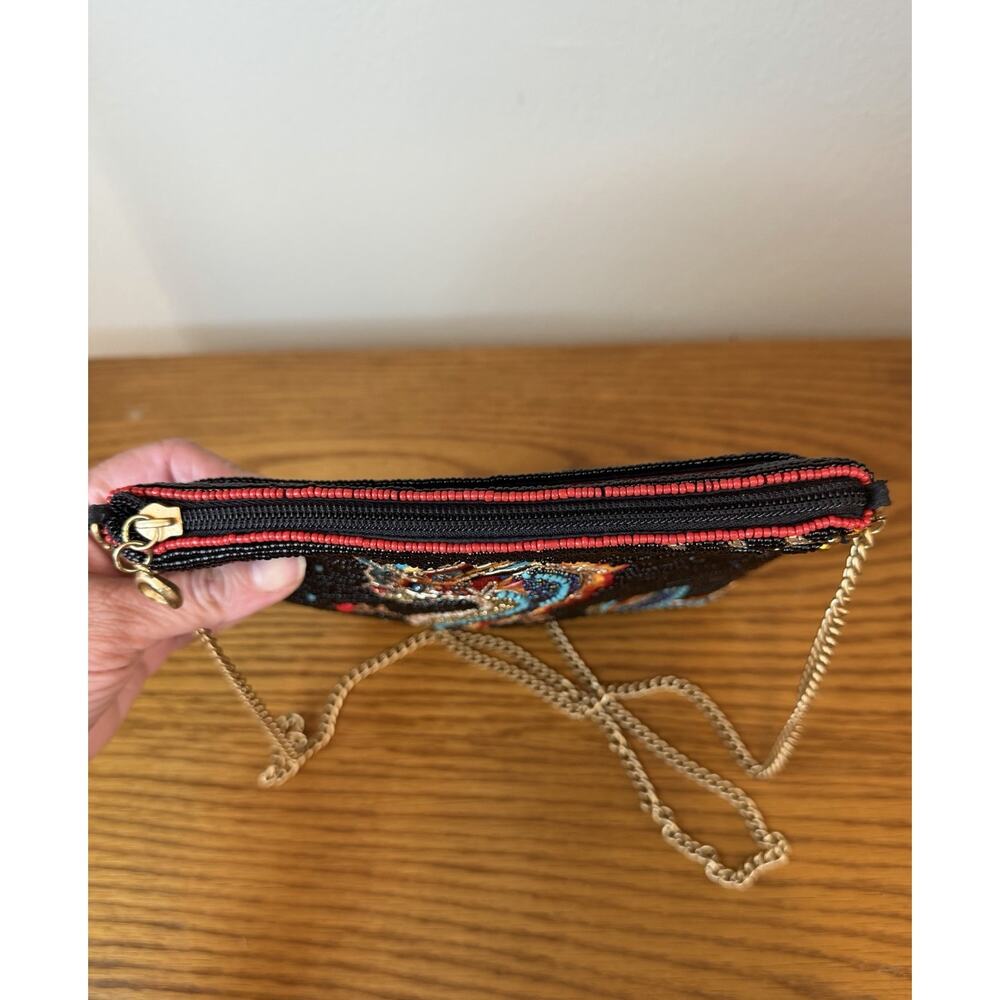 Mary Francis Black Dragon Beaded Crossbody Bag with Gold Tone Hardwear - Picture 6 of 10
